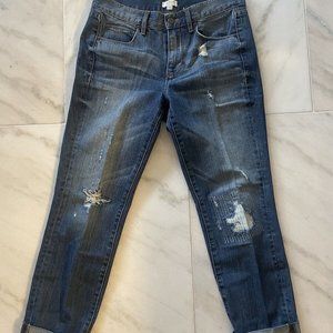 J Crew Boyfriend Distressed Cropped Jeans Women's Size 25